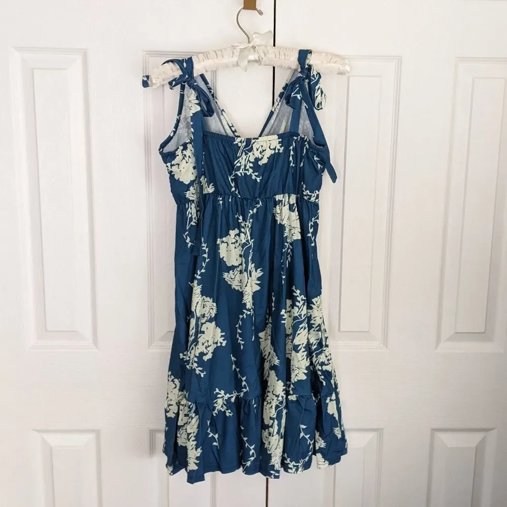 πHPπ Floral Print Tie Shoulder Ruffle Hem Cami Dress Medium - Picture 9 of 10
